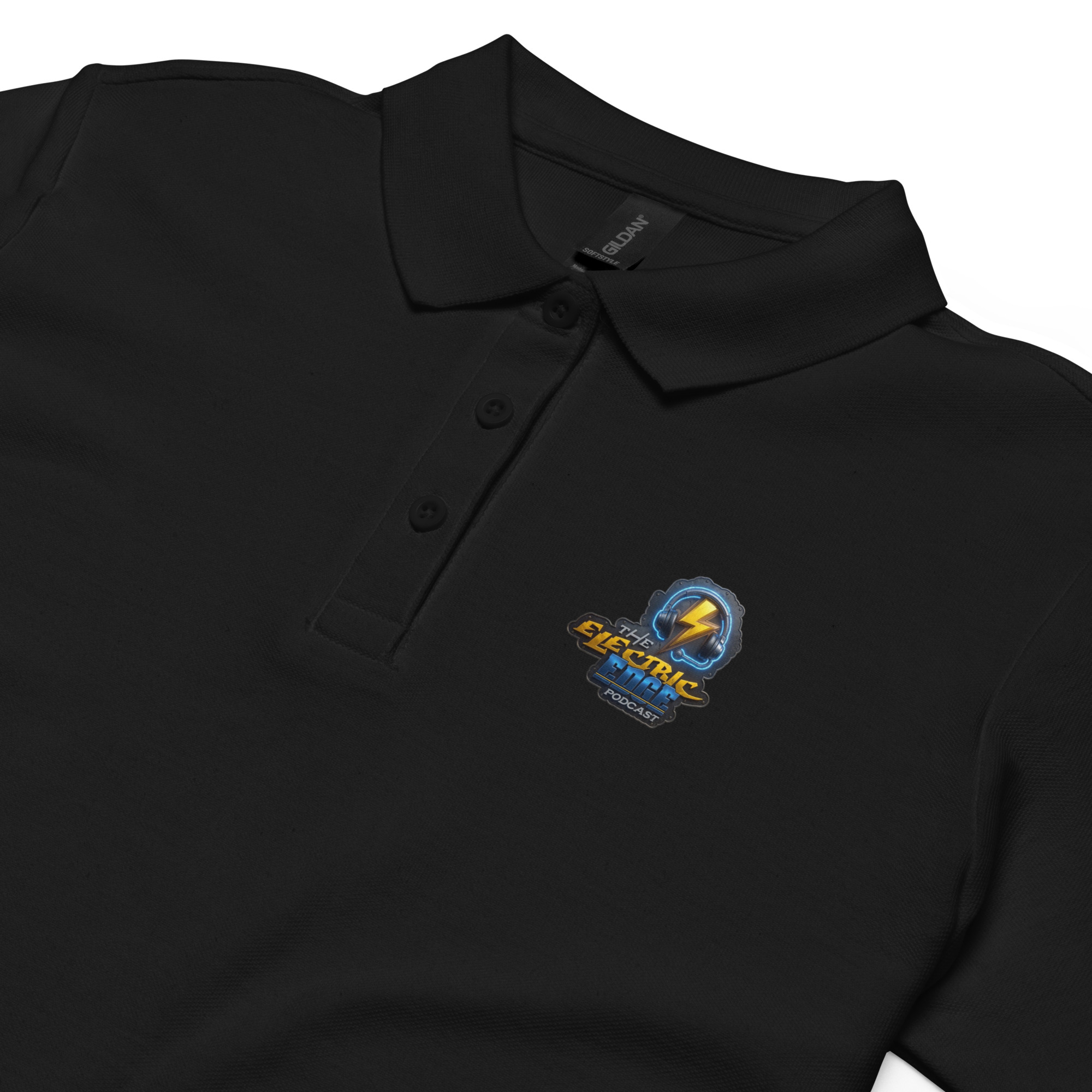 "The Electric Edge podcast" Women’s Pique Polo T-Shirt - Image 8