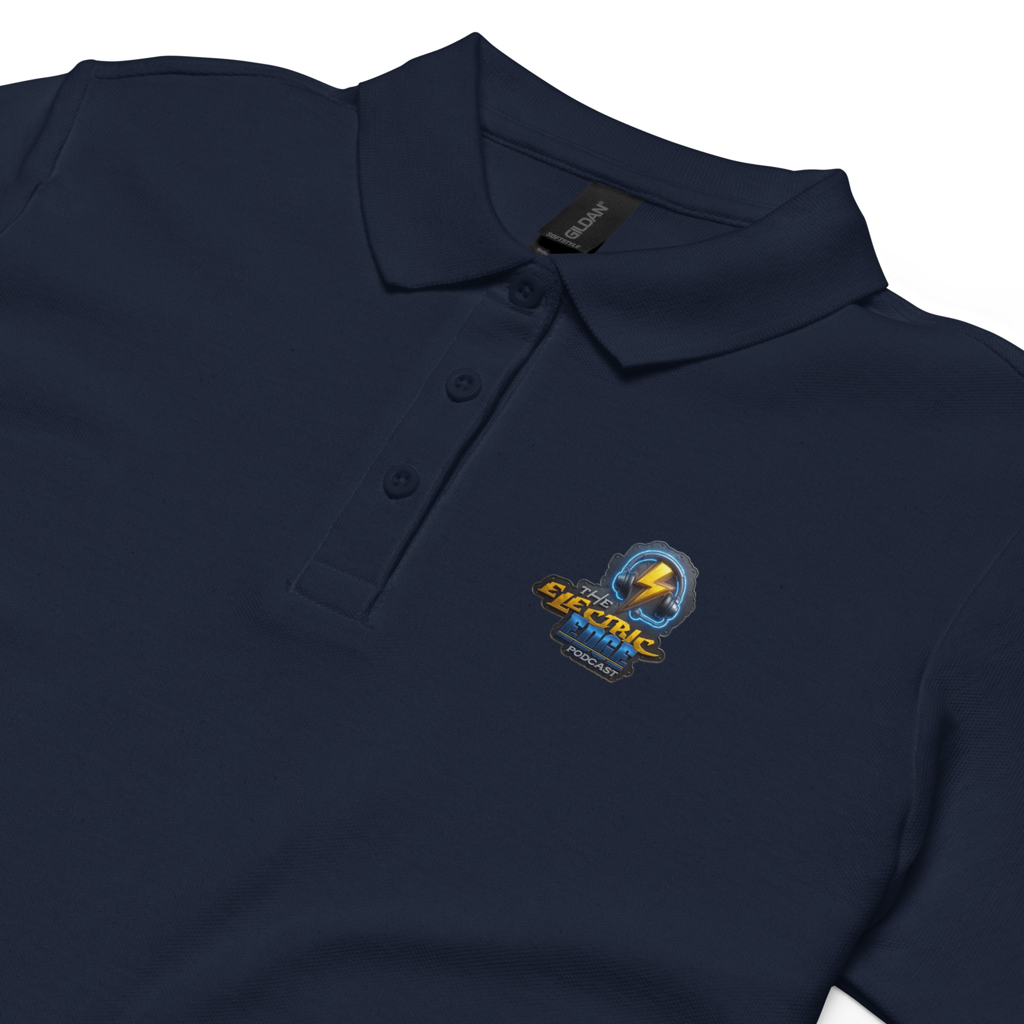 "The Electric Edge podcast" Women’s Pique Polo T-Shirt - Image 7