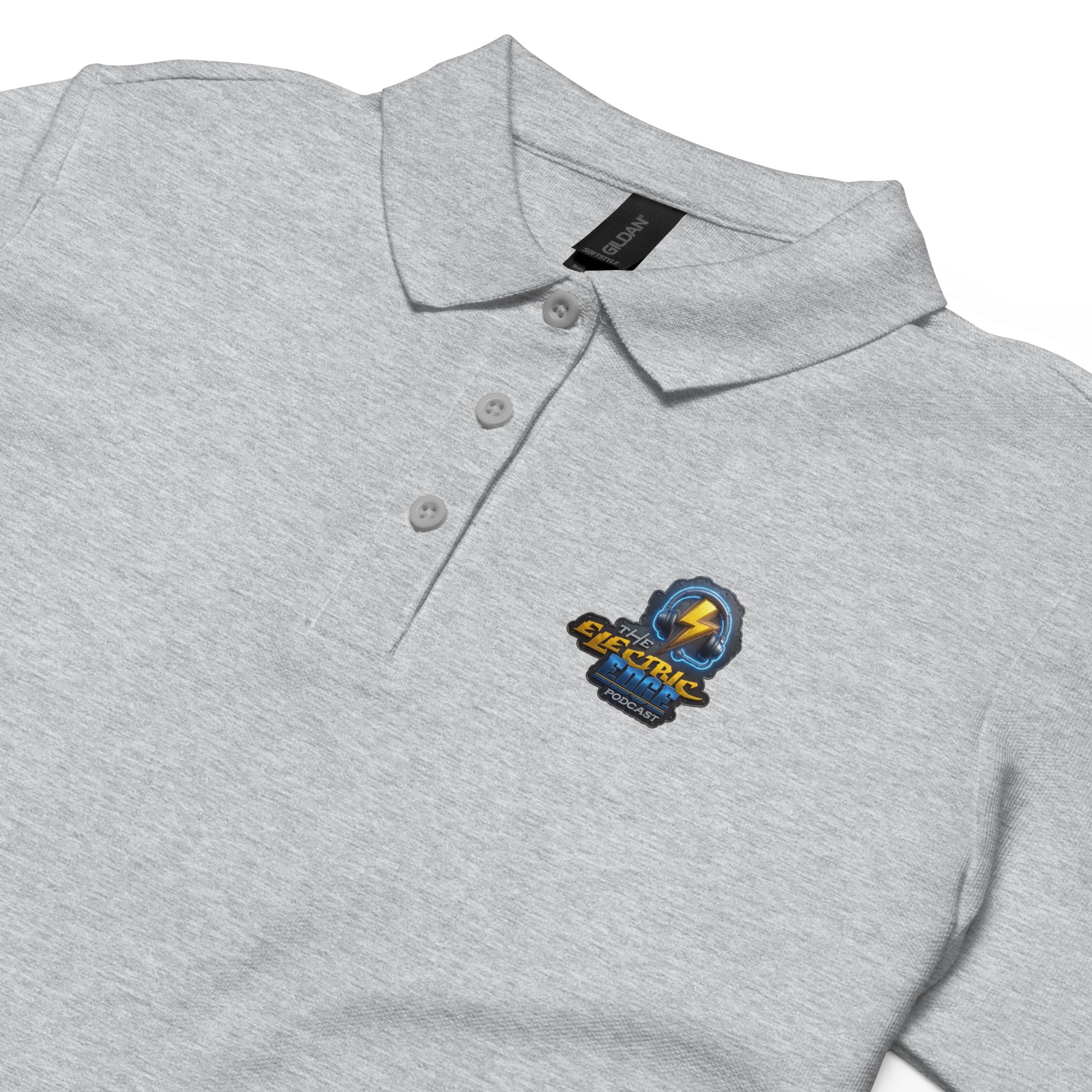 "The Electric Edge podcast" Women’s Pique Polo T-Shirt - Image 6