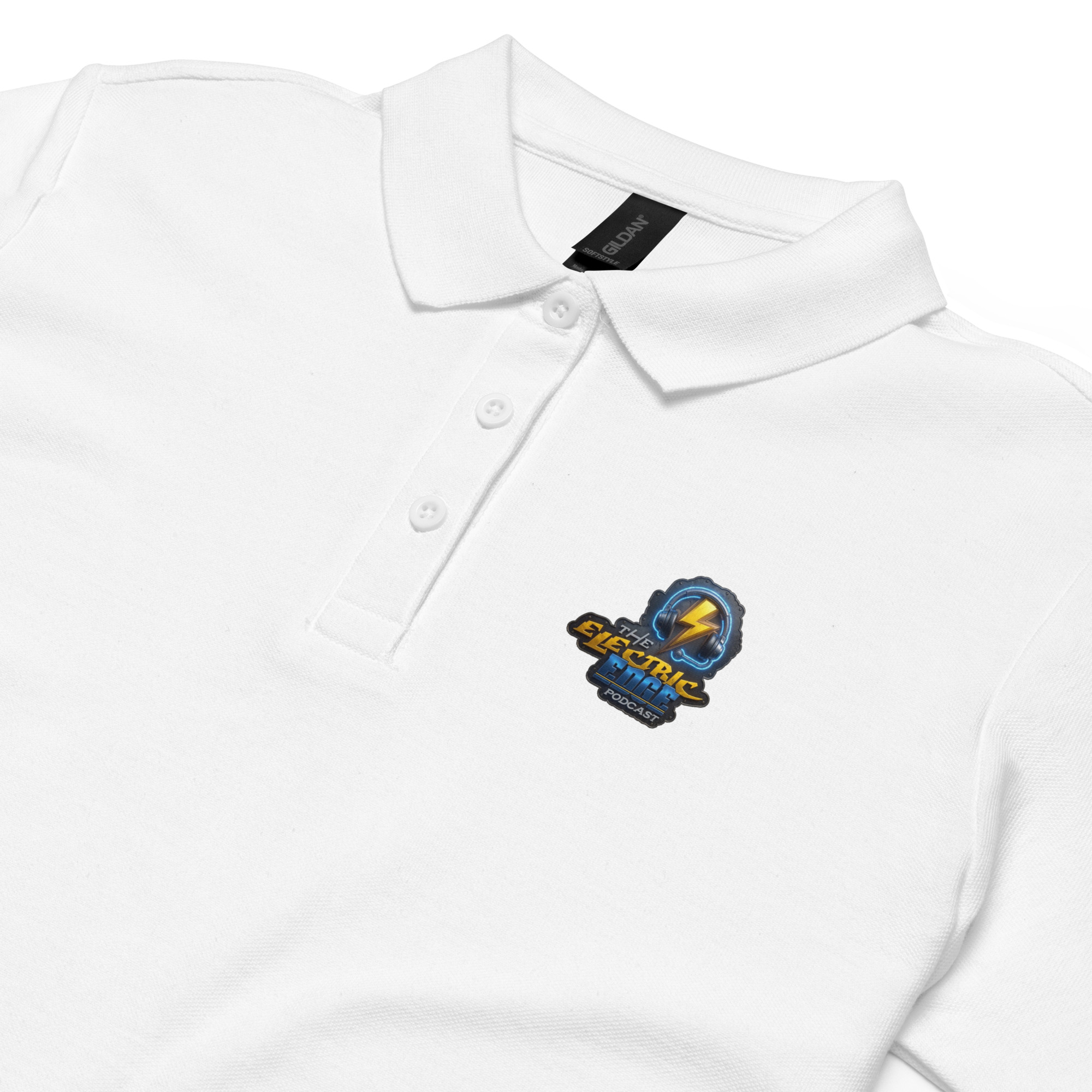 "The Electric Edge podcast" Women’s Pique Polo T-Shirt - Image 5